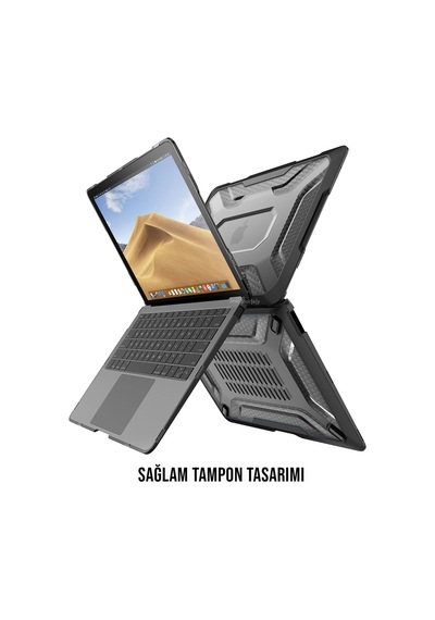 Apple Uyumlu MacBook Air Kılıf Hardcase Touch Id A1932 2018/2019 Outdoor Sc Siyah