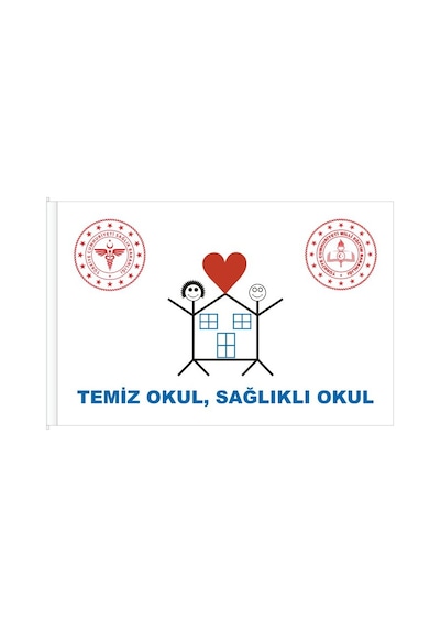 Temiz Okul Sağlıklı Okul Beyaz Bayrak Raşel Kumaş 70 X 105