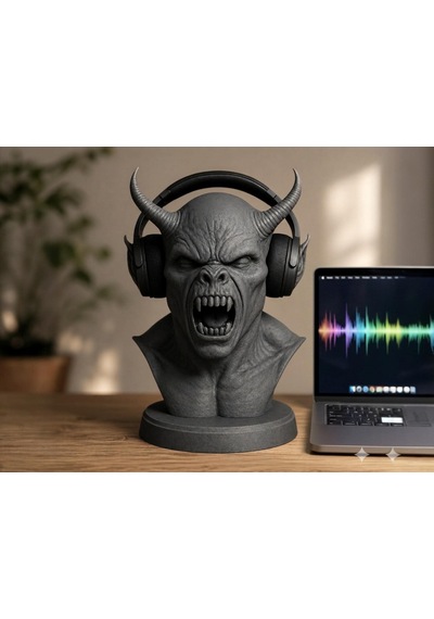Happy3dworld İblis Büstü Kulaklık Standı, 3d Baskı Horror Gotik Gaming Dekor