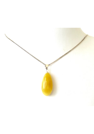 Ambergold Kehribar Gümüş Kolye Ucu Damla Kehribardan Kly0551