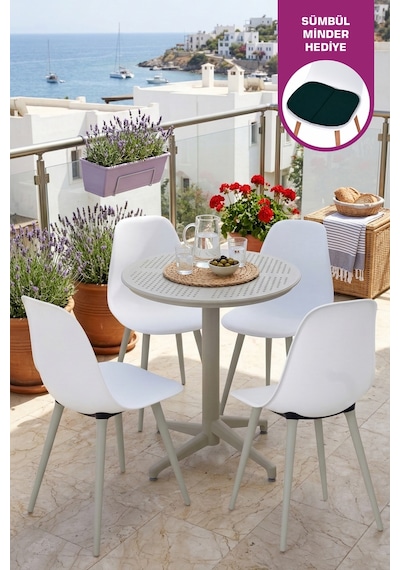 Vilinze Tilia Plastik Bahçe Balkon Bistro Seti Katlanır Masa 60 60 Cm 1+4 Set Beyaz Vilinze Tilia Plastik Bahçe Balkon Bistro Seti Katlanır Masa 60 60 Cm 1+4 Set Beyaz