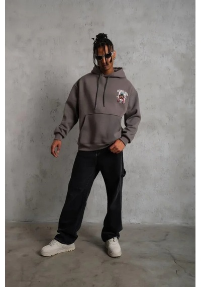 Veraura Lifestyle Erkek School Boy Baskılı Kapüşonlu Sweat - Gri
