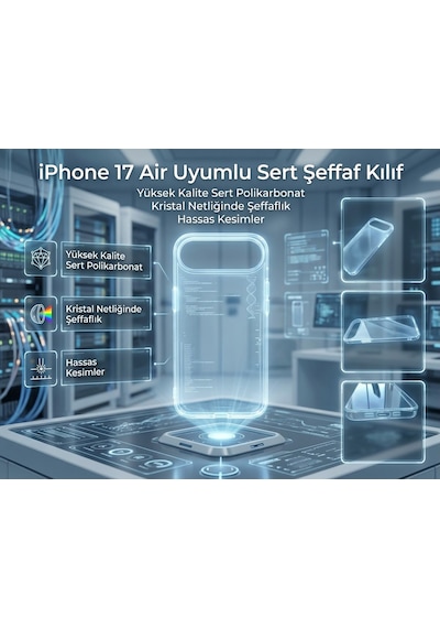 Iphone 17 Air Uyumlu Sert Şeffaf Sararmaz Kılıf