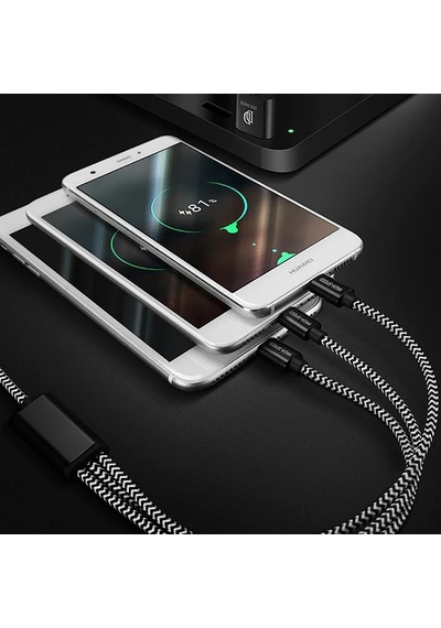Dux Ducıs 3in1 Usb Type C-iPhone Uyumlu Ve Mikro Kopmaz Usb Kablo Hızlı Şarj- 5775