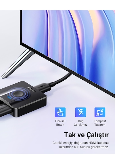 Ugreen 2-in-1 Çift Yönlü 4k 60hz Hdmı Switch, 50966
