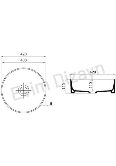 Aqua Bagno Bianzo Batarya Deliksiz Tezgah Üstü Lavabo 42 CM Siyah Mat