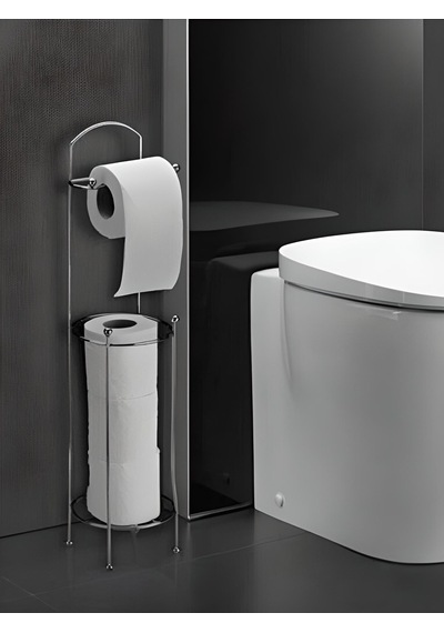 Sas Haus Ayaklı Wc Kağıtlı Yedek Kağıt Hazneli Tuvalet Kağıtlığı Yuvarlak Krom