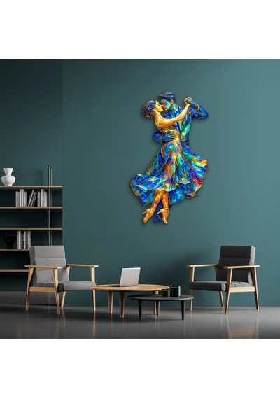 Mozaik Desenli Dans Eden Çift - Metal Tablo - Dec0271 47 X 80 Cm Çok Renkli