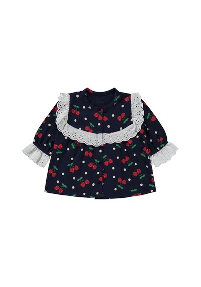 Civil Baby Puanlı Kiraz Emprime Fistolu Kız 6-18 Ay Pijama Takımı - Lacivert