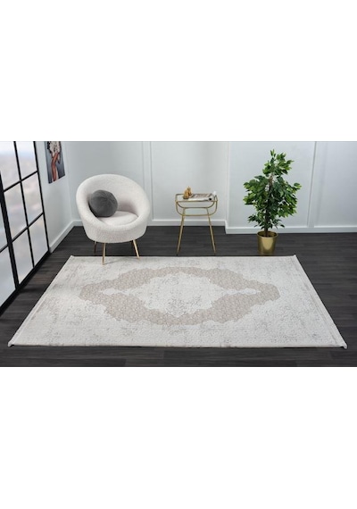 Çam Halı Mona Vs013a Krem Bej Klasik Eskitme Desen Salon Halısı