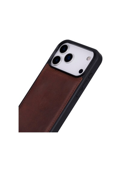Bloomcase Mono Saddle Heritage Apple iPhone Uyumlu 17 Pro Max/ 18 Pro Max 6.9" Hakiki Deri Magsafe Kılıf Kahverengi