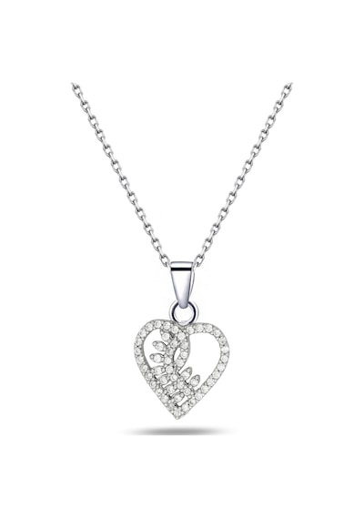 Brezza Lusso Jewelry 925 Ayar Gümüş Zirkon Taşlı Kalp Buğday Başak Kadın Kolye 45 CM 45 CM