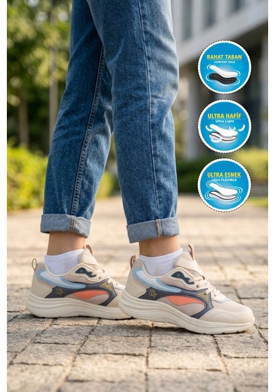 Walkway Koyu Gri- Turuncu Fileli Bağcıklı Nefes Alan Rahat Tabanlı Unisex Yürüyüş Ve Spor Ayakkabı 26106 G Koyu-gri-orange