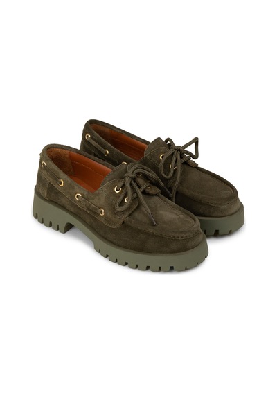 Deery Kadın Hakiki Süet Yeşil Marin Loafer - 02036zyslc01