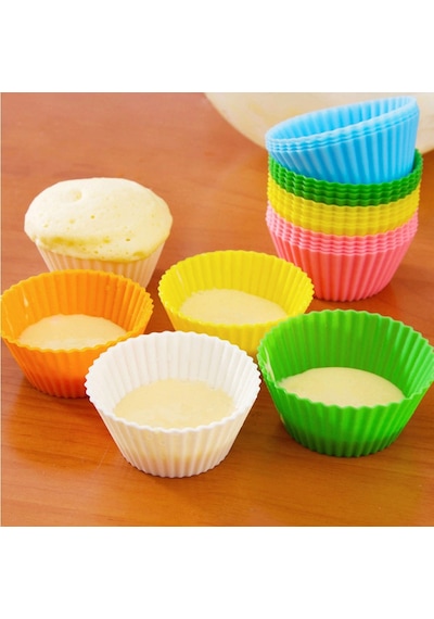 Yapışmaz Renkli Silikon Muffin Kek Kalıbı 6Lı