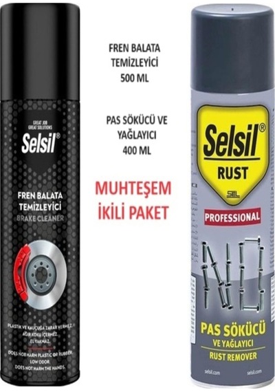 Selsil Fren Balata Temizleme Spreyi 500 Ml, Pas Sökücü Ve Yağlayıcı Sprey 400 Ml 500 ML