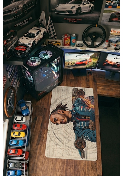 Lewis Hamilton Mercedes Amg Formula 1 Blueprint 40x90 Cm Oyuncu Mousepad Kaymaz Taban Büyük Boy Mousepad Siyah