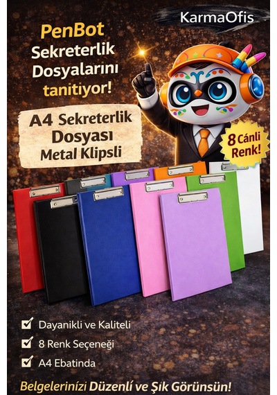 A4 Mavi Kapaklı Sekreterlik Dosyası Metal Klipsli
