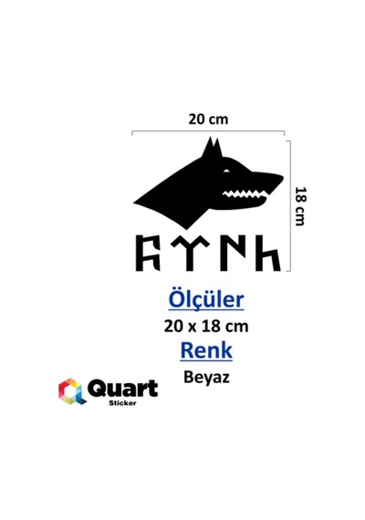 Kurt Ve Türk Sticker Oto Araç Sticker 20 Cm Beyaz, 795258221115 1