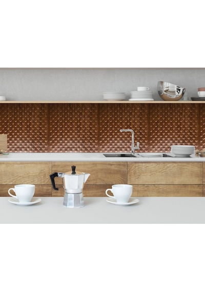 3 Boyutlu Duvar Paneli Kabartmalı Puantiye Desen Pvc 41x41 Cm/ 6 Adet /1 M² Teak