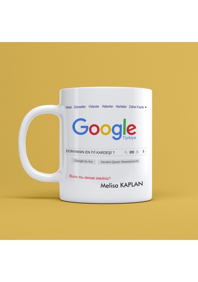 Kişiye Özel Google Dünyanın En İyi Kardeşi Tasarımlı Kupa Bardak