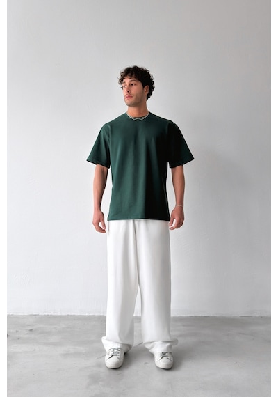 Flaw Atelıer Basic Oversize Fit Yeşil Tişört-29504