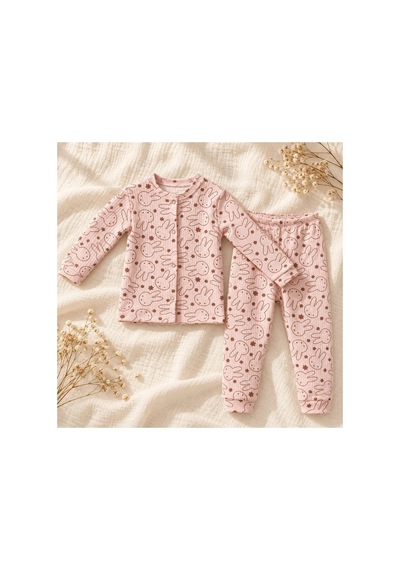 Cerenbebe Kız Çocuk Pijama Takımı Tavşan Desenli Pembe