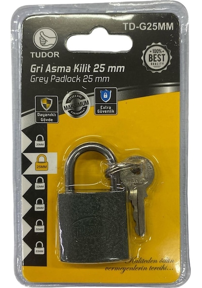 Ennalbur Tudor 25 Mm Kısa Gri Asma Kilit