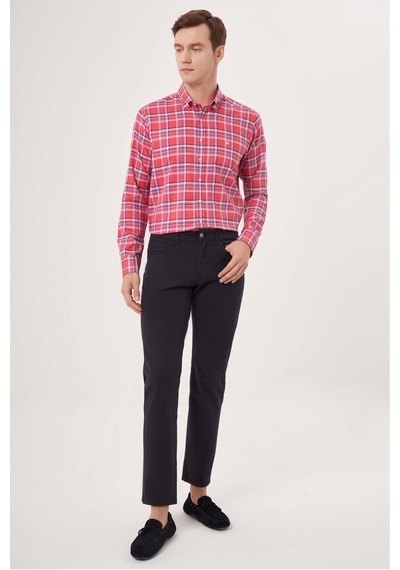 Bisse Erkek Regular Fit Paşa Yaka Spor Gömlek Kırmızı Gm23y231026 D24 Kırmızı