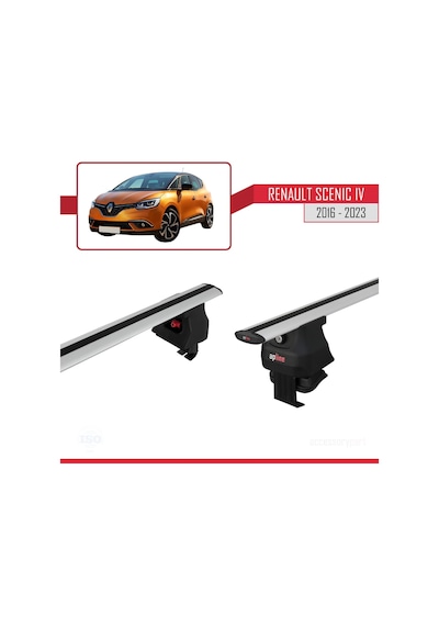 Renault Scenic Iv 2016-2023 Arası İle Uyumlu Ace-4 Ara Atkı Tavan Barı Gri