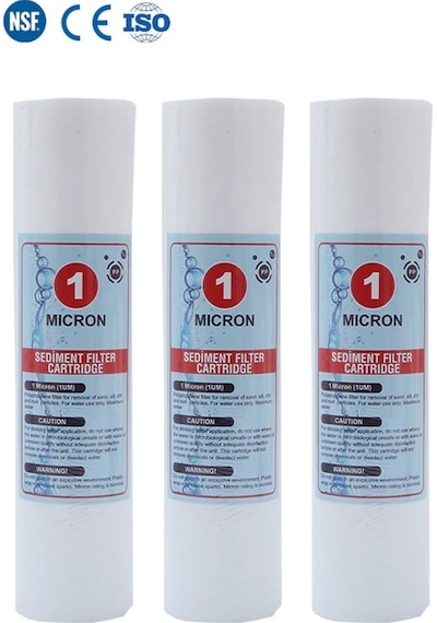 WaterMelon Açık Kasa Su Arıtma Cihazı 1 Mikron Sediment Spun Filtre 3 Adet