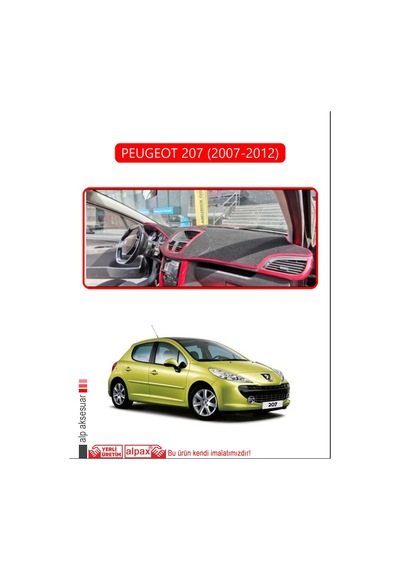 Peugeot 207 2007-2012 Torpido Koruma Halısı Kırmızı Kenar