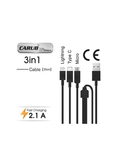 Hızlı Sarj Cihazı 2,1a 3 Lü Type-c-samsung-ıphone-usb 30cm Kablolu