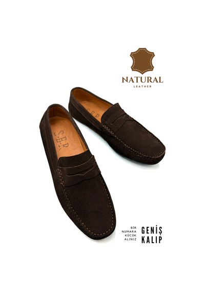 Sermoda Erkek Loafer - Hakiki Deri Rok Loafer Erkek Ayakkabı Süet Kahve