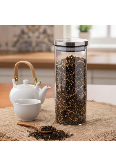 1000ml Vakumlu Metal Kapaklı Borosilikat Cam Kavanoz 8.5cm 20cm 1 Adet Çok Renkli
