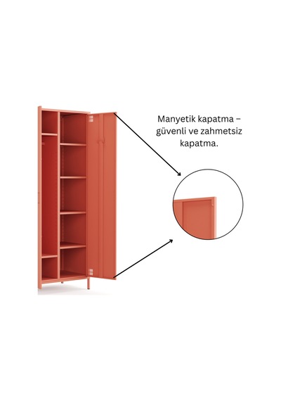 Pera Metal Elbise Dolabı, Soyunma Dolabı, İki Kapılı, 80,50 X 50 X 189,50 Cm Ral 3022 Somon
