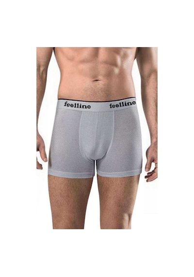 3 Adet Feelline Gri Pamuklu Doğal Likralı Erkek Boxer (535552312)