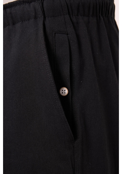 Tommylife Siyah Standart Fit Dokuma Hafif Esnek Chino Erkek Şort - 81291 Siyah