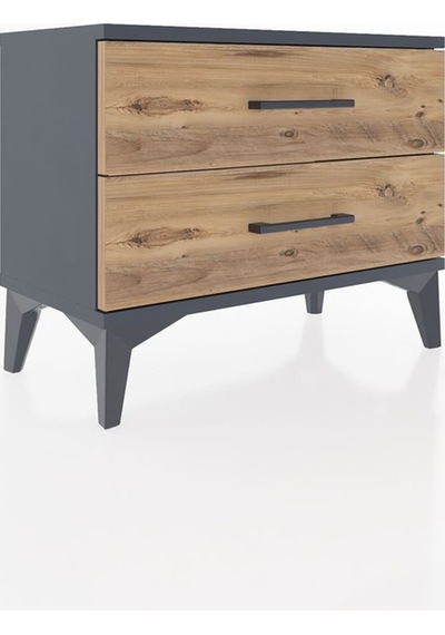 Arges Komodin 2 Çekmeceli 60x30x48 Antrasit-çam Antrasit