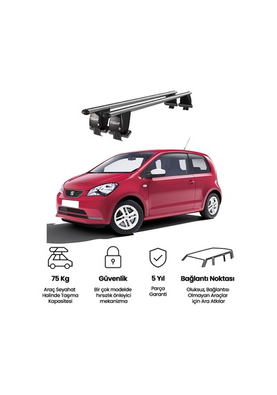 Royal Seat Mii 2012-2021 Uyumlu Gri Kilitli Ara Atkı Port Bagaj Tavan Barı