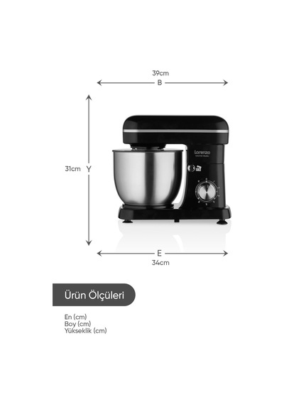 Lorenzo Masterplus  6 L 1500 W Hamur Yoğurma Mutfak Şefi Stand Mixer