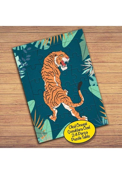 Vahşi Hayvan Tiger-kaplan Çocuklara Özel Puzzle Yapboz Tablo-2148003880