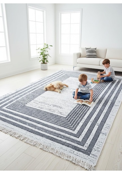 Kilim Çift Taraflı Bohem Seri Dokuma Kilim Gri-beyaz 80 300 Cm Çok Renkli