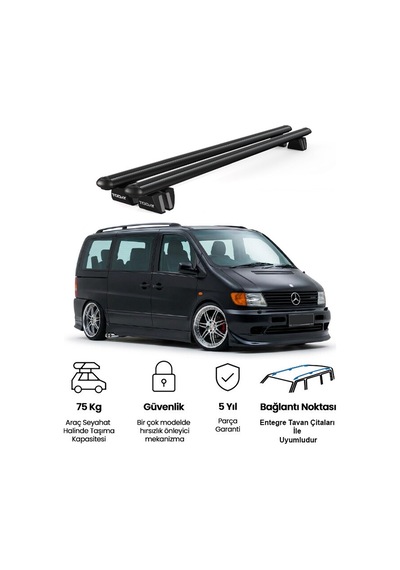 Pençe Mercedes-benz Vito W638 1996-2003 Uyumlu Siyah Ara Atkı 135cm Port Bagaj Tavan Barı