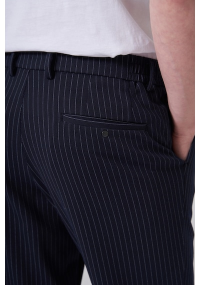 Morven Erkek Lacivert Trend Çizgili Slim Fit Pantolon 25ms003043200 Lacivert