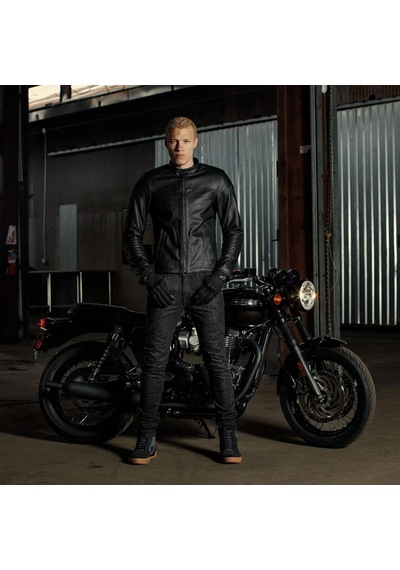 Alpinestars Blacktrak Korumalı Deri Motosiklet Montu Siyah Siyah