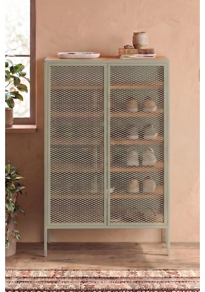 Orion Çok Amaçlı Metal Ayakkabılık - Antre Dolabı 81x120 Cm Mint Yeşil