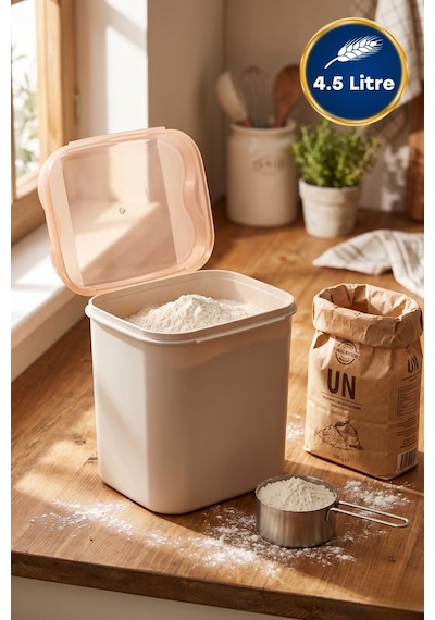 4.5 Litre Un Ve Erzak Saklama Kabı Seti Krem