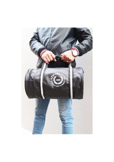 Microcase Unisex Suni Deri 2 Gözlü Geniş Hacimli Spor Çantası Siyah Al4348