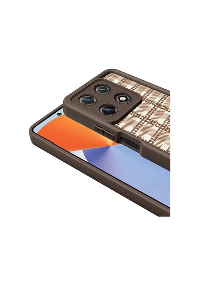 İnfinix Note 30 Pro Kılıf Kamera Korumalı Baskılı Arka Yüzey Zore Klas Kapak Açık Kahve